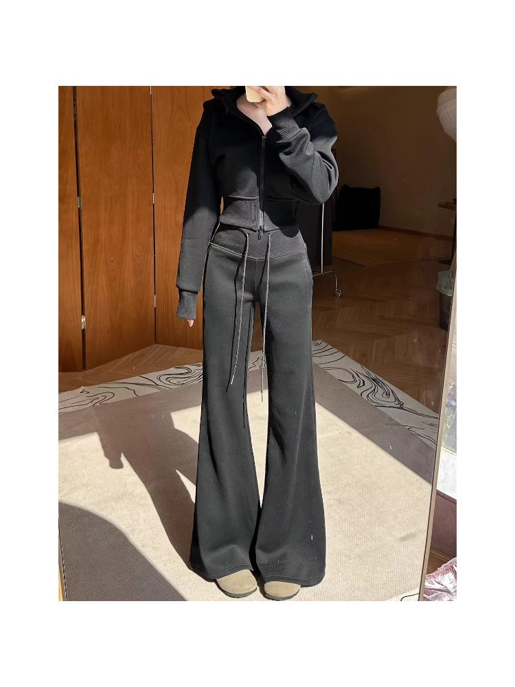 微喇叭裤女秋季2025新款高腰显瘦马蹄卫裤休闲美式运动裤